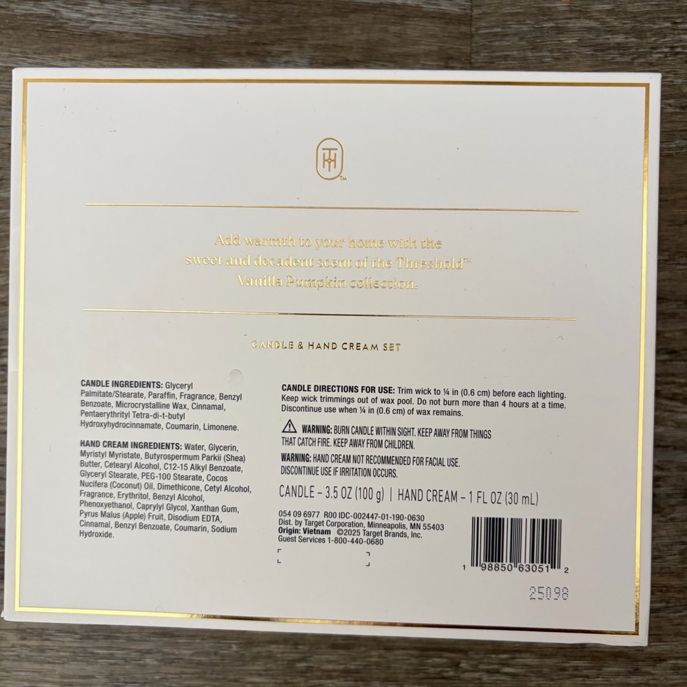 Threshold Vanilla Pumpkin Hand Cream & Candle Gift Set New! - Picture 3 of 3